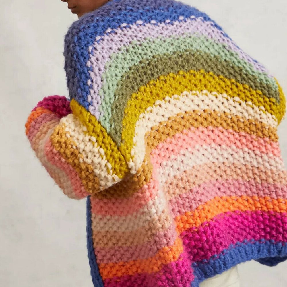 Anthropologie Rainbow Stripe Cardigan Sweater